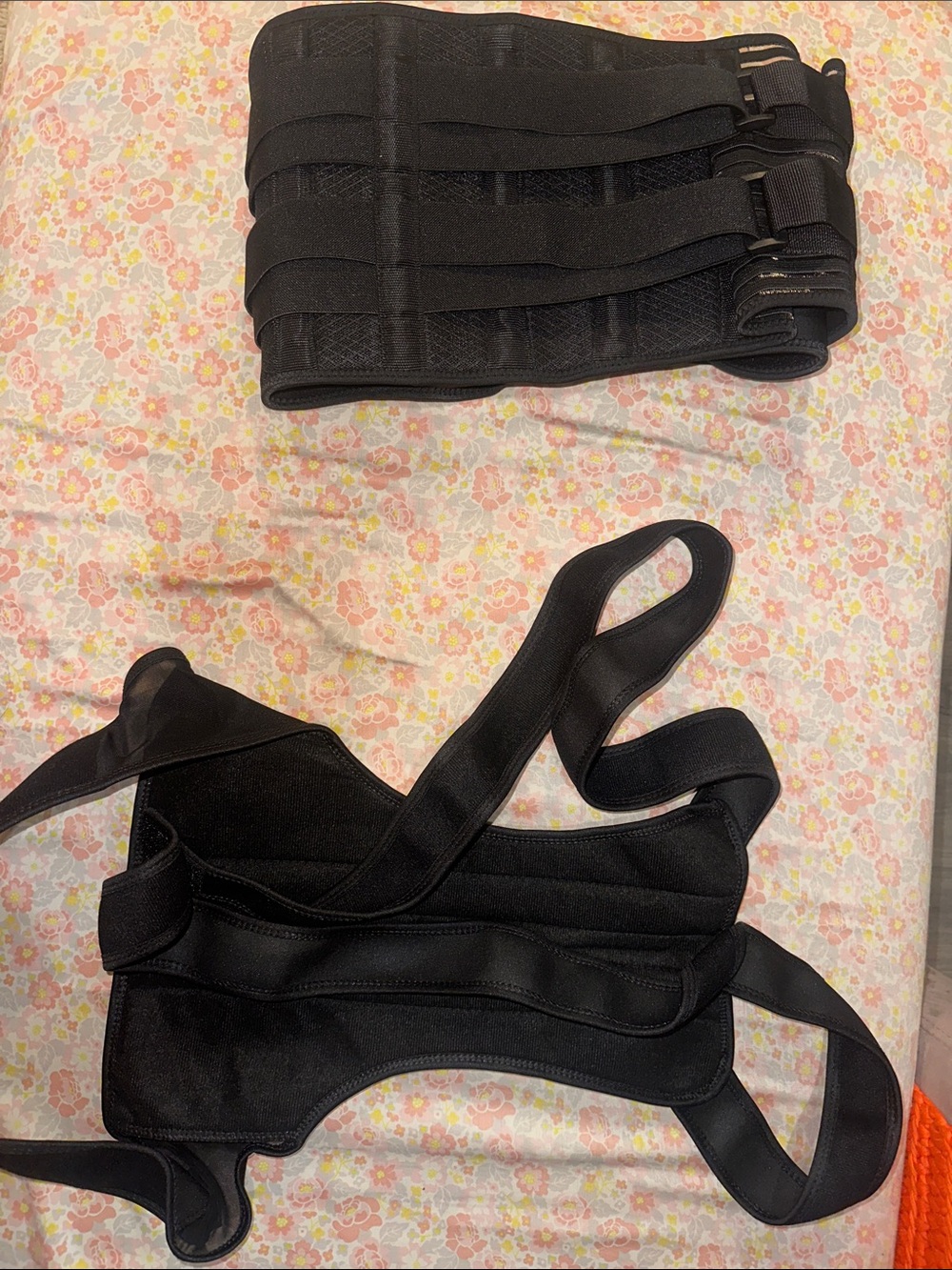2 Adjustable Black Back Support Belt Set